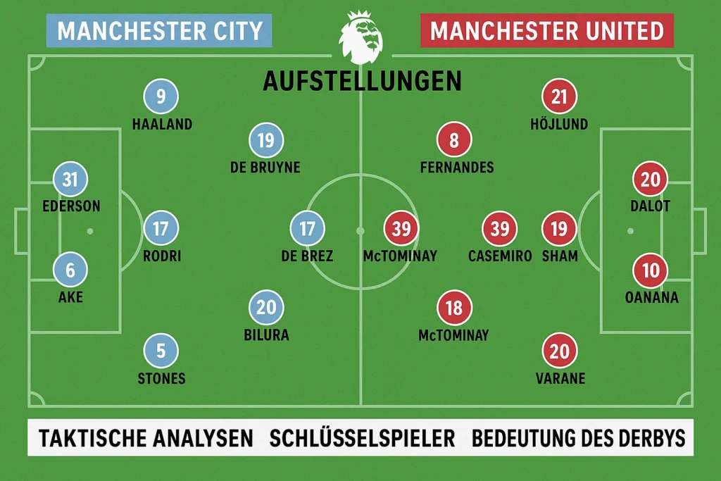aufstellungen: teilnehmer: manchester city gegen manchester united