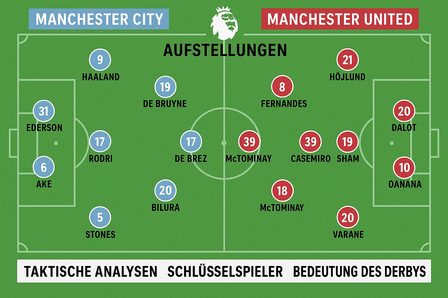 aufstellungen: teilnehmer: manchester city gegen manchester united